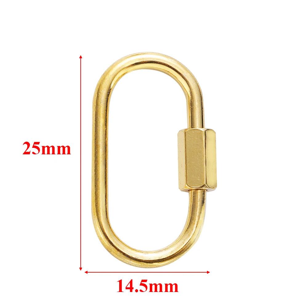 4pcs Stainless Steel Gold Heart Star Screw Locking Clasps Big Carabiner Hooks for DIY Necklace Bracelet Keychain Making Supplies