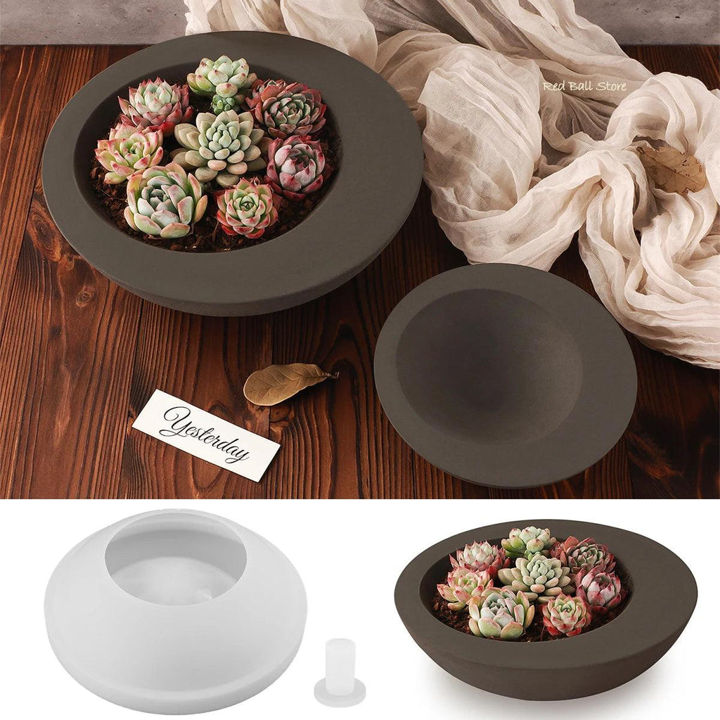 Round Flower Pot Silicone Mold Succulent Flowerpot Eggshell Candle Cup Storage Jar DIY Concrete Cement Planter Mould Home Decor