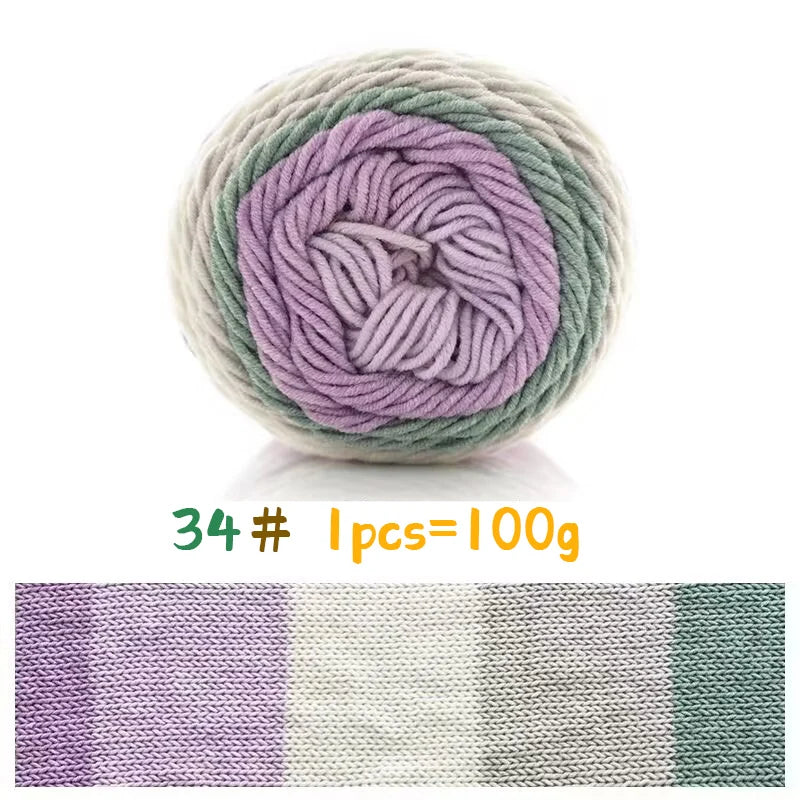 Rainbow Colorful Cotton Yarn Ball For Handwoven Projects