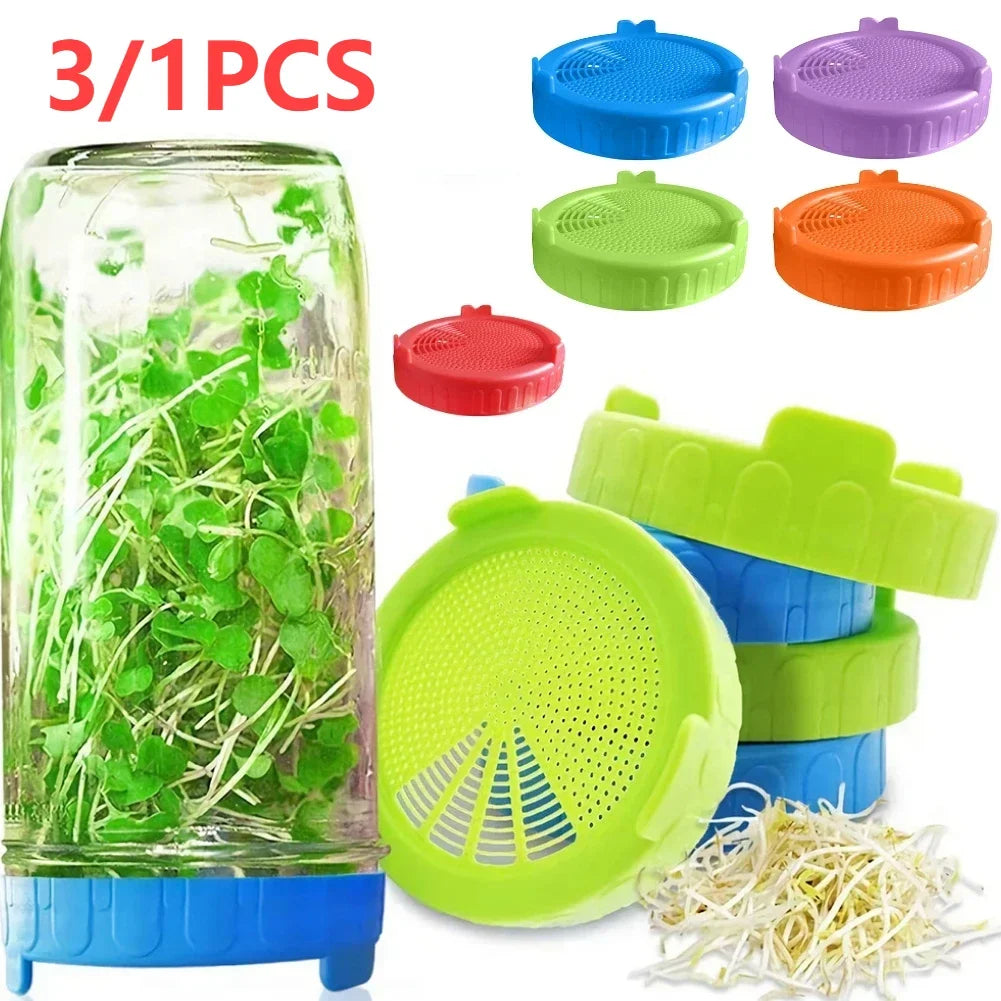 Safe Seeds Planting Sprouting Lid Bottles Mesh Cover for Wide-mouthed Mason Jar Food Grade Mesh Sprout Cover Kit