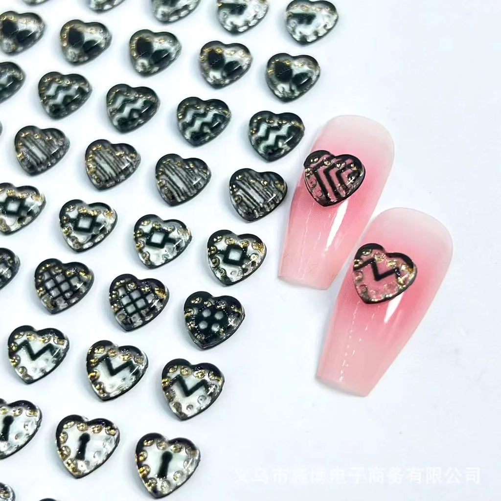 50pcs Resin Cute Colorful 10mm Phnom Penh Love Heart Crystal Gem Flatback Rhinestone Applique DIY Wedding Scrapbook Nails Craft