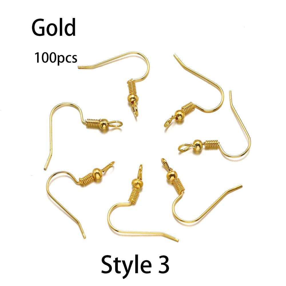 20-100pcs French Earrings Clasps Hooks Fittings DIY Jewelry Making Iron Hook Earwire Earring Findings Supplies