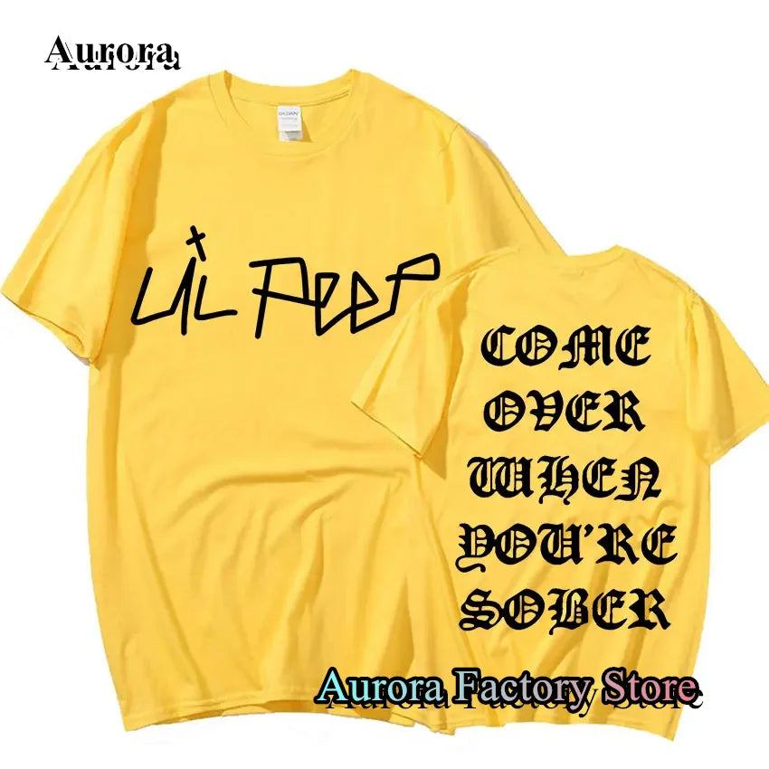 Rapper Lil Peep Come Over When You're Sober Tour T-Shirt for Men Casual Summer Cotton Tee Streetwear