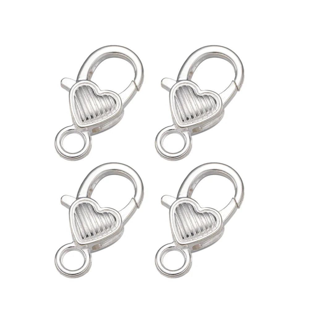 10pcs Lobster Clasp Hooks Heart Keychain Clasps for DIY Bracelets Chain Necklace Components Accessory Jewelry Making Findings
