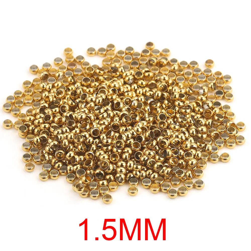 100-200pcs Stainless Steel Tube Crimp Beads Tiny Stopper Spacer Bead Cord End Caps for DIY Jewelry Craft Making Supplies