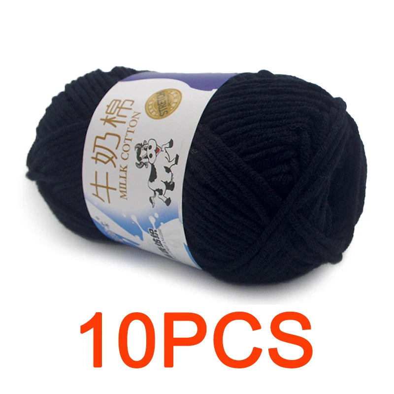 10 Pieces Milk Cotton Knitting Yarn Soft Warm Yarn for Hand Knitting and Crochet Projects