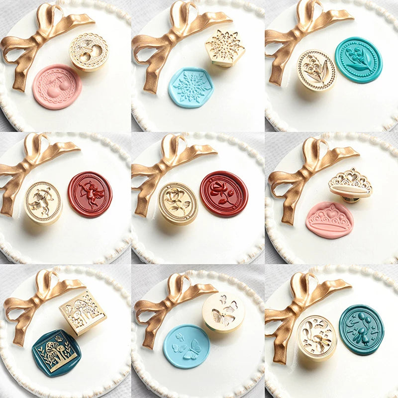 Personalized Wedding Wax Seal Stamp Retro Flower Plant Pattern Wedding Sealing Wax Stamp Invitation Seal Stamp Wax Seal Decor