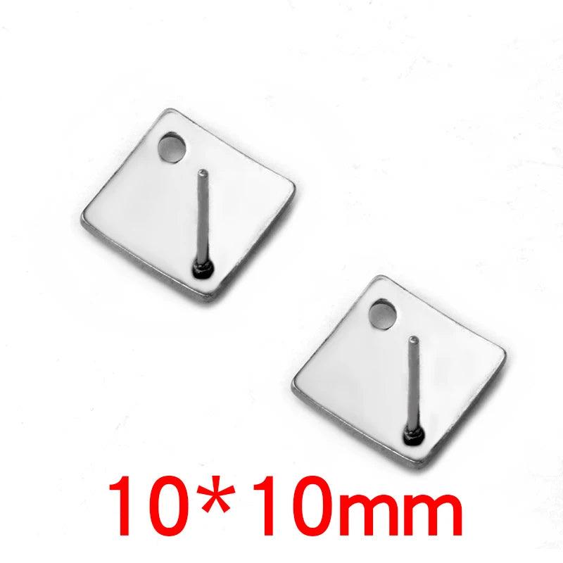 20pcs 316L Stainless Steel Geometric Earring Stud Posts Connector Fashion Styles DIY Jewelry Making Findings Accessories