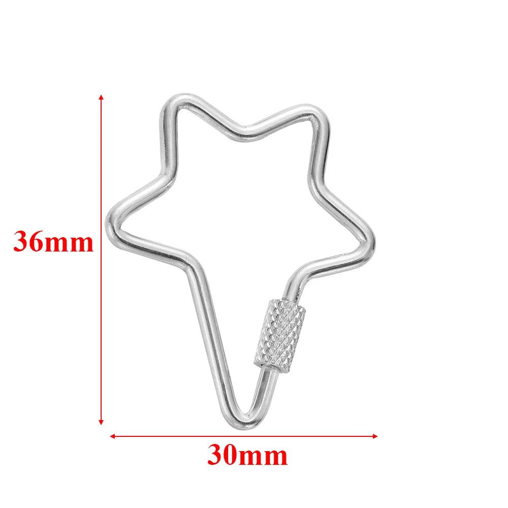 4pcs Stainless Steel Gold Heart Star Screw Locking Clasps Big Carabiner Hooks for DIY Necklace Bracelet Keychain Making Supplies