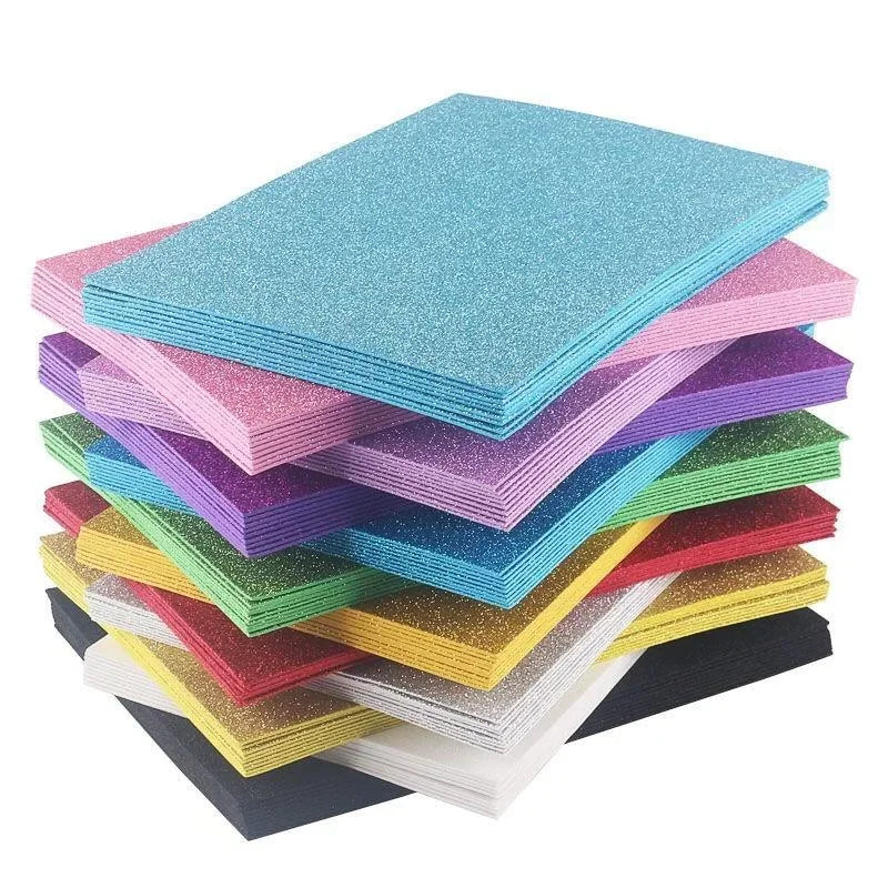 10Pcs/bag 2MM Thick A4 with Powder Sheet Material Glitter Bright Sponge Paper Foam Paper Kindergarten DIY Handmade