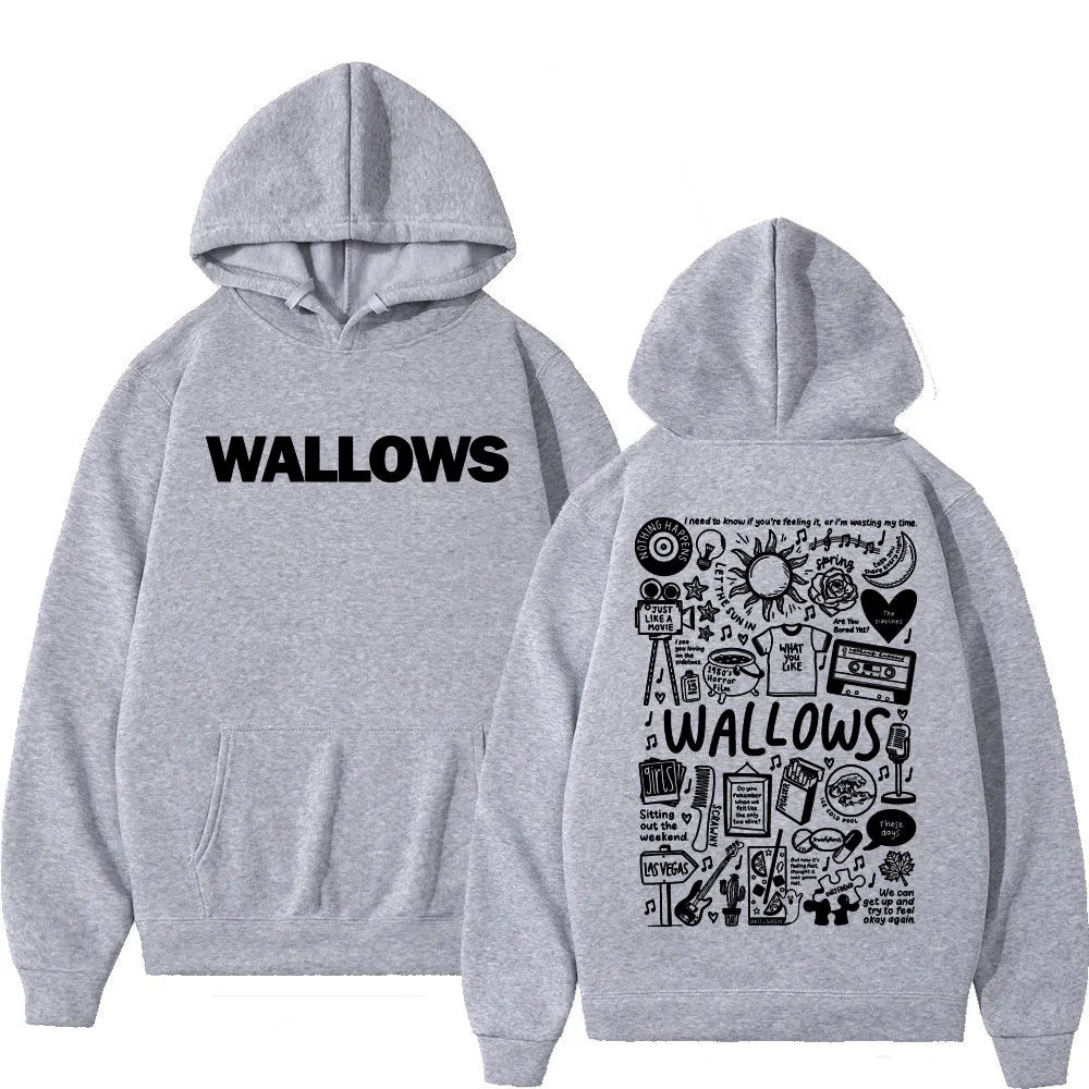 Rock Band Wallows Model Tour 2024 Hoodies Men's Women's Fashion Vintage Pullovers Autumn Winter Casual Long Sleeve Sweatshirts