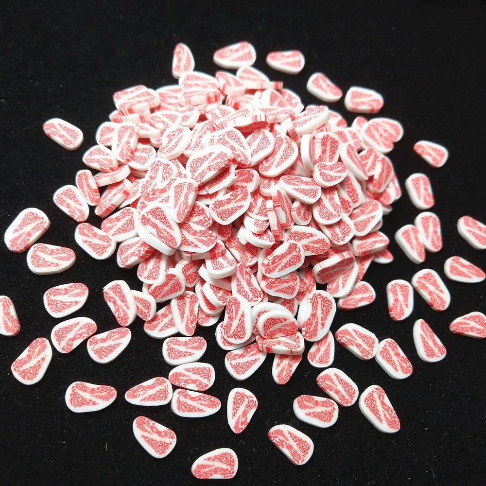 50g/Lot 10mm Meat Polymer Clay Slices For DIY Crafts Animal Beef Plastic Klei Mud Particles Slime Filler Accessories