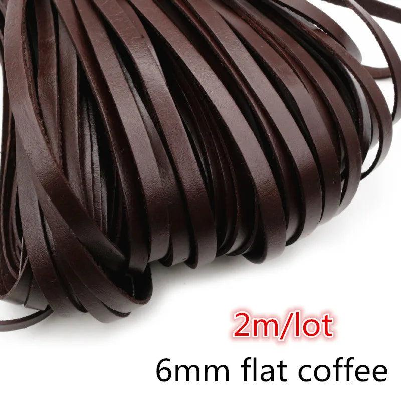 2-5m/lot 1-8mm Genuine Cow Leather Round/Flat Strand Thong Cord DIY Bracelet Findings Rope String For Jewelry Making Accessories