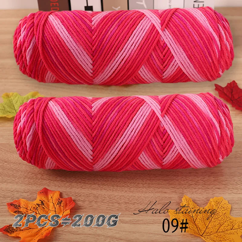 Colorful 5 Strand Dyed Milk Cotton Baby Sweater Yarn for Handmade DIY Woven Scarves and Crochet Projects
