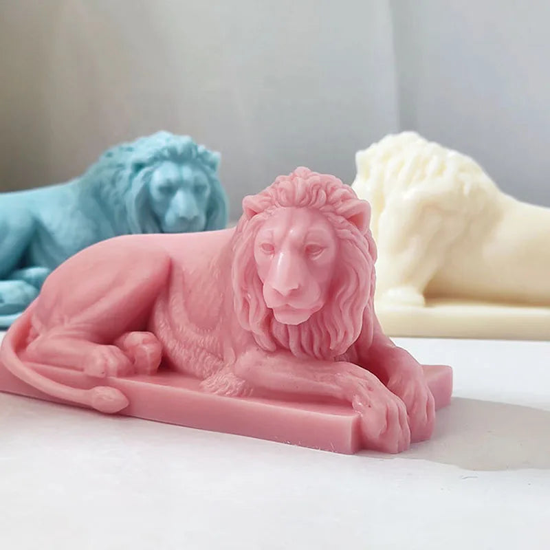 Lion Shape Silicone Mold 3D Simulation Lion Animal Abstract Plaster Candle Mould Resin Making Tool DIY Chocolate Mold Home Decor