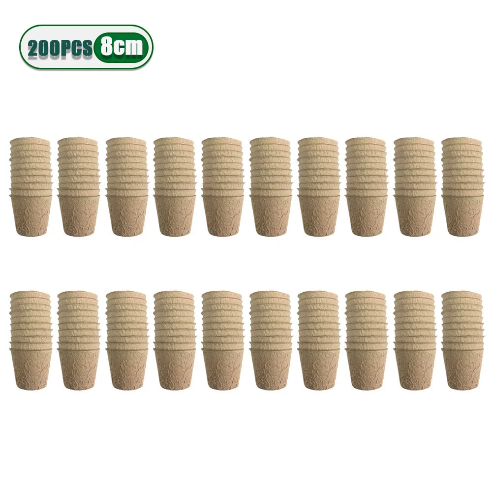 20-200PCS 3.15 Inch Peat Pots for Seedling Outdoor Garden Germination Nursery Pots  Pulp Biodegradable Seed Starter Pots Kits