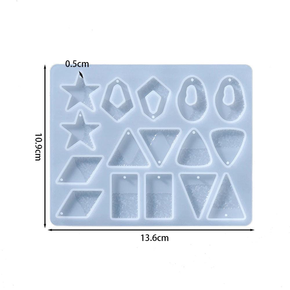 Earring Pendant Epoxy Silicone Mold Geometry Round Triangle Necklace Key Chain Pendant Resin Mold Jewelry Making Accessories