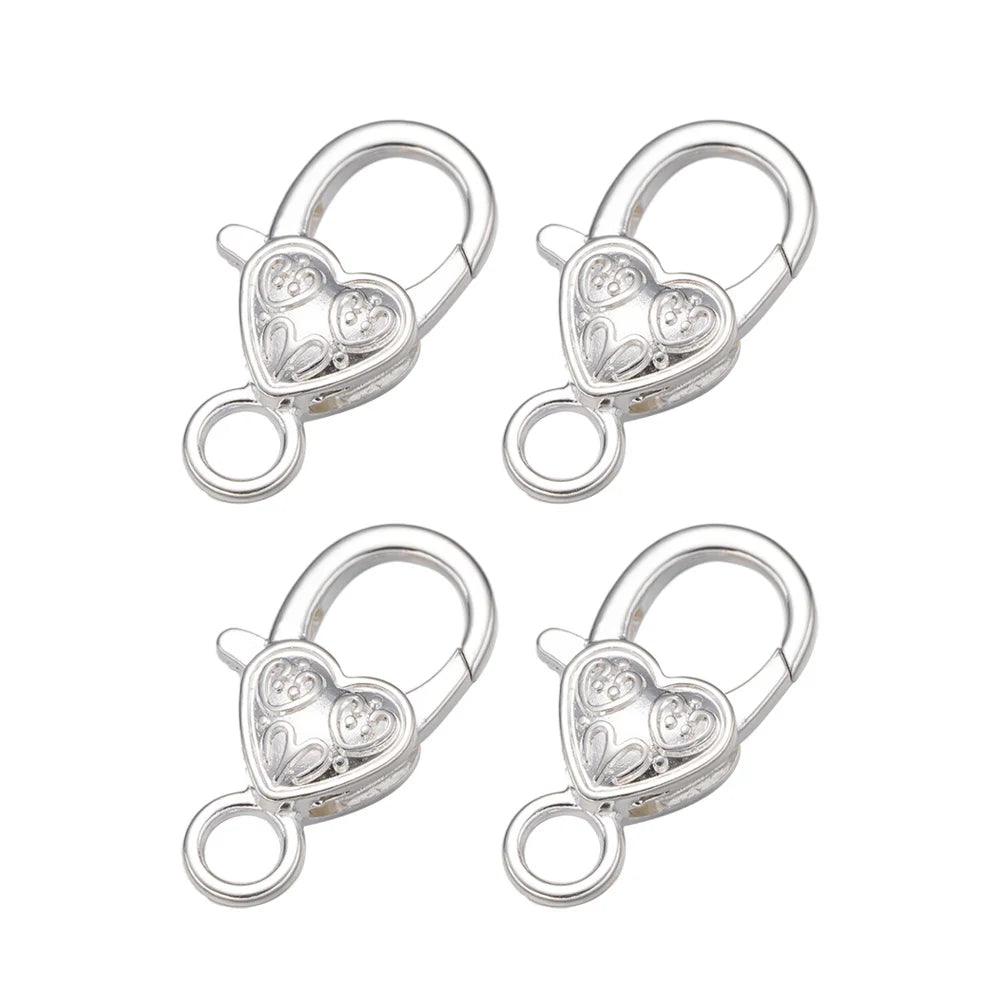 10pcs Lobster Clasp Hooks Heart Keychain Clasps for DIY Bracelets Chain Necklace Components Accessory Jewelry Making Findings