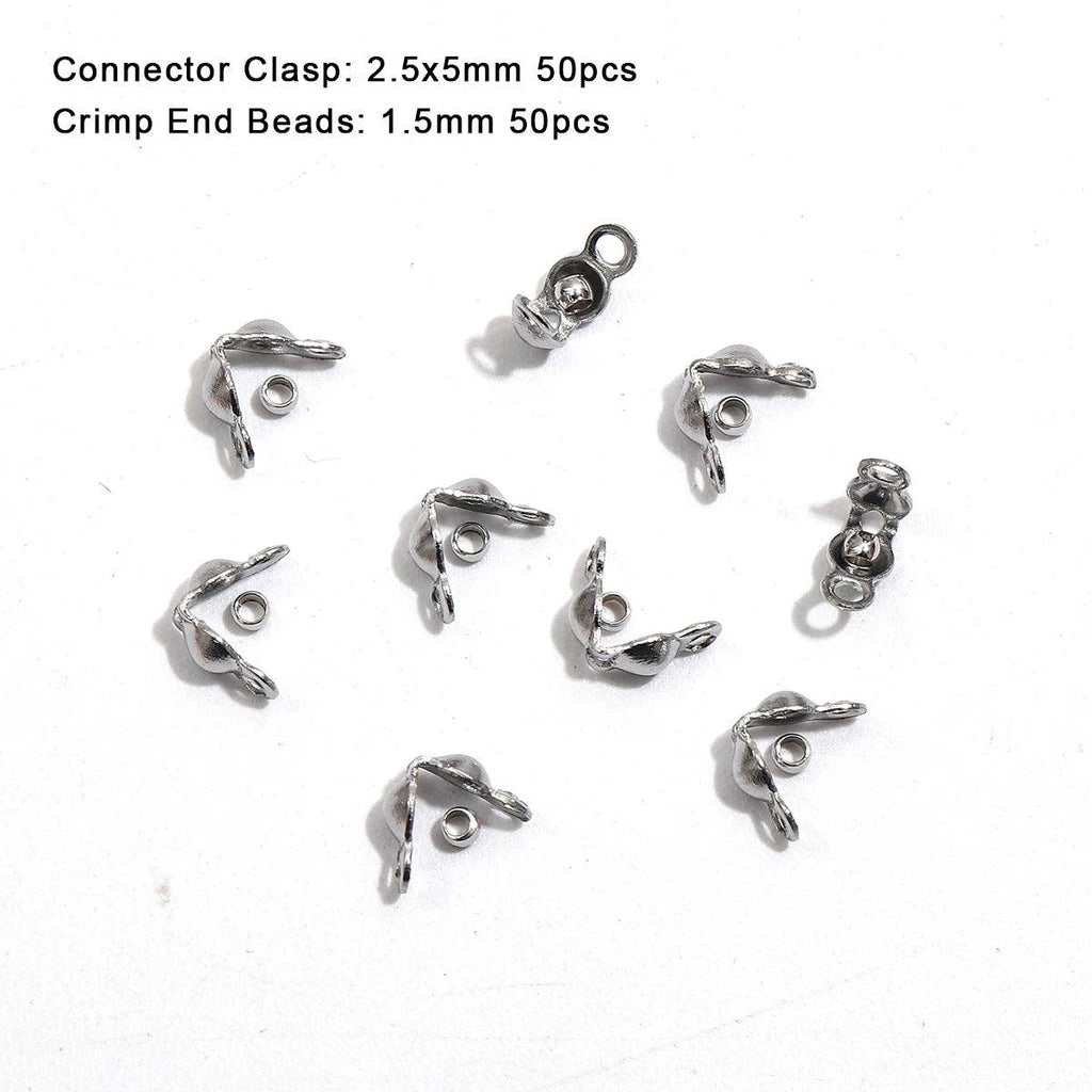 100pcs/lot Stainless Steel Gold Plated Connector Clasp Crimp End Beads For Bracelet Necklace Chains DIY Jewelry Making Supplies