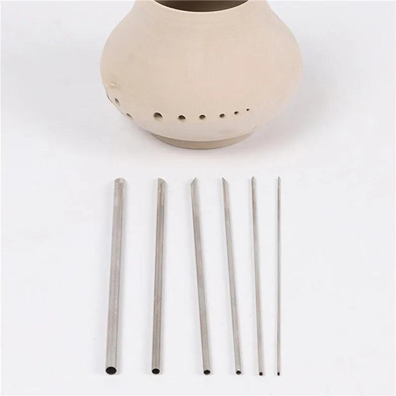 6 Pieces/set Stainless Steel Hole Puncher Carving Sculpture Modeling Pottery Cutting And Punching Ceramic Polymer Clay Tools New