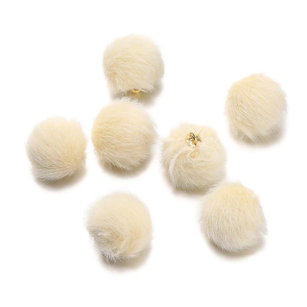 10pcs 17mm Plush Fur Covered Ball Beads Charms Pompom Beads Pendant for DIY Earring Bag Keychain Pendant Jewelry Making Supplies