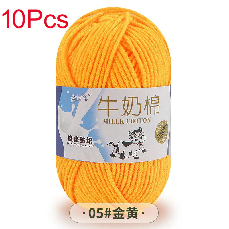 10 Piece Milk Cotton Yarn Knitting Wool for Hand Knitting and Crochet Soft Yarn for Scarves Hats and Sweaters