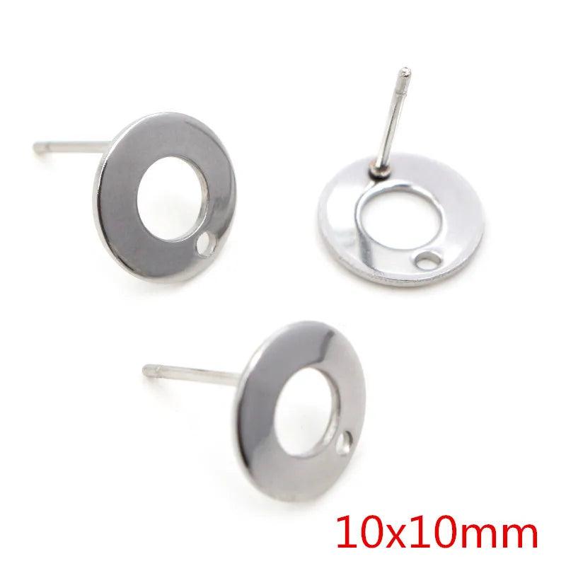 20pcs 316L Stainless Steel Geometric Earring Stud Posts Connector Fashion Styles DIY Jewelry Making Findings Accessories