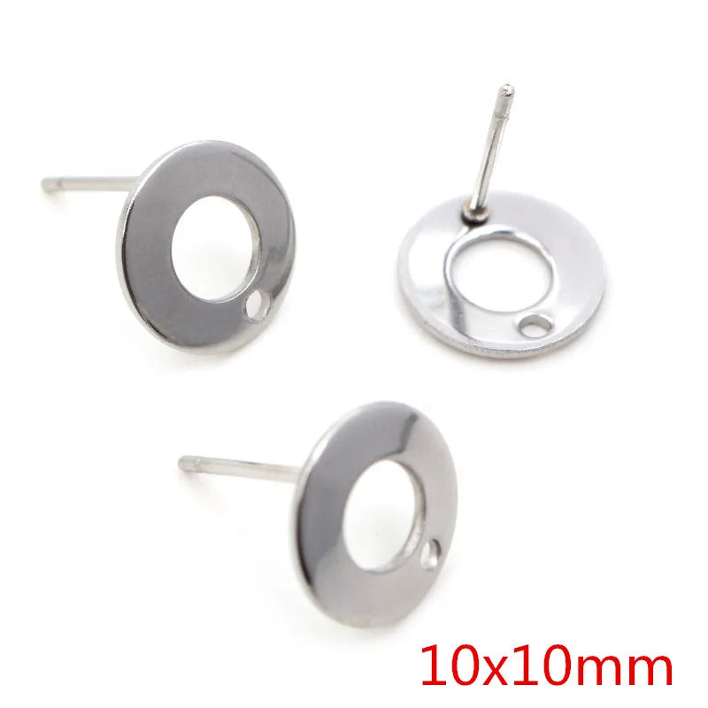 20pcs 316 Stainless Steel Geometric Polygonal Earring Stud Hooks Posts Connector For DIY Jewelry Making Supplies