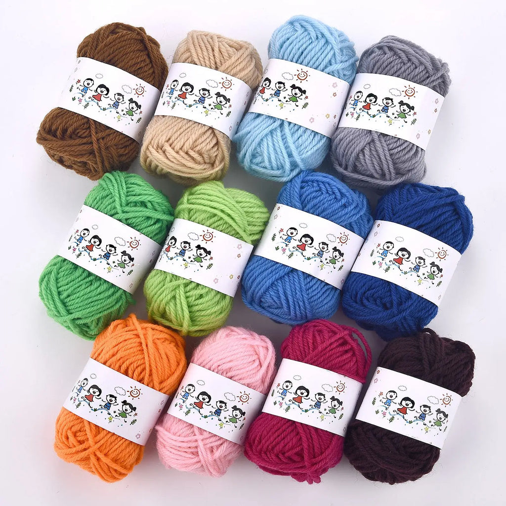 12 Color Kids DIY Knitting Crochet Yarn Wool Set for Crafting Sewing and Doll Making