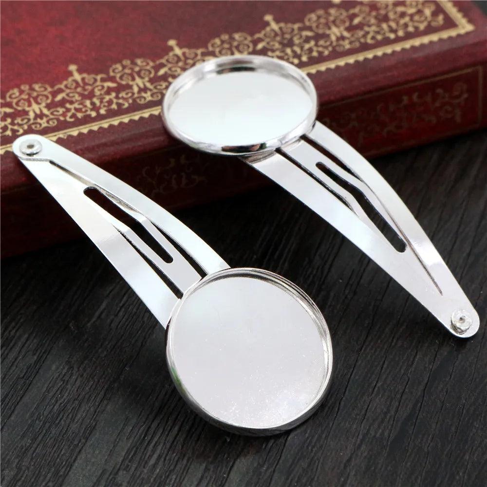 12mm 20mm 10pcs High Quality Rhodium Silver Plated Bronze Black Copper Material Hairpin Hair Clips Base Setting Cabochon Cameo