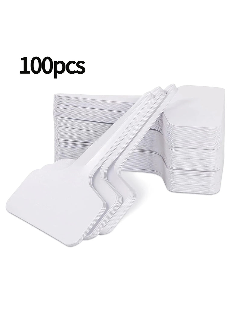100pcs T-shaped Plant Mark White PVC Material Garden Plant Classification Label Garden Ground Label Plant Waterproof Label