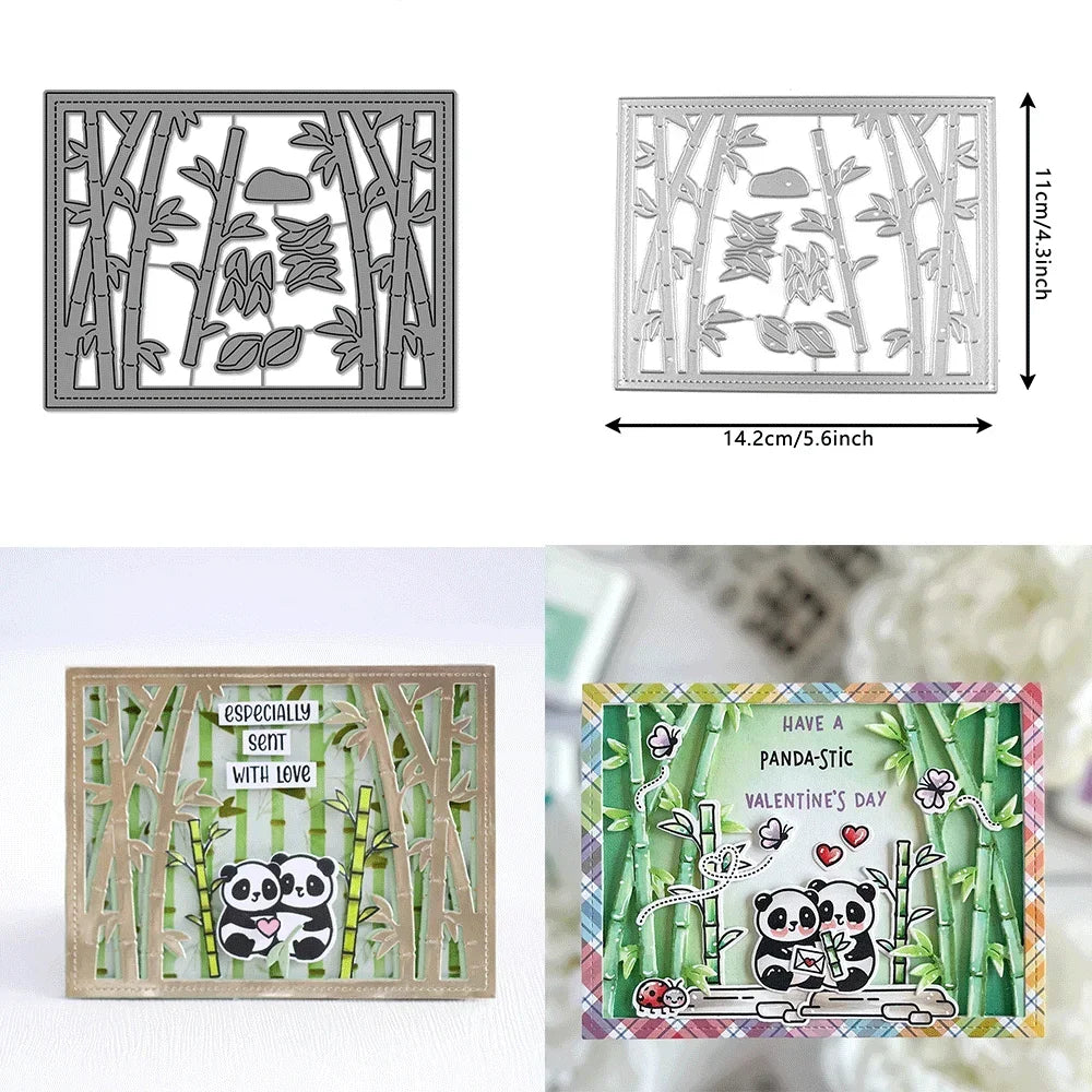 I Heart Pandas Bamboo Forest Metal Cutting Dies Embossing Diecut for DIY Card Making Scrapbooking Crafting Supplies