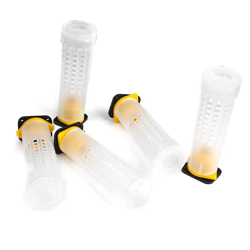 5 Set Professional Beekeeping Queen Bee Hair Roller Cages W/ Cup Cell Cup Holder and Cell Fixtures Catcher Beekeeping Tool