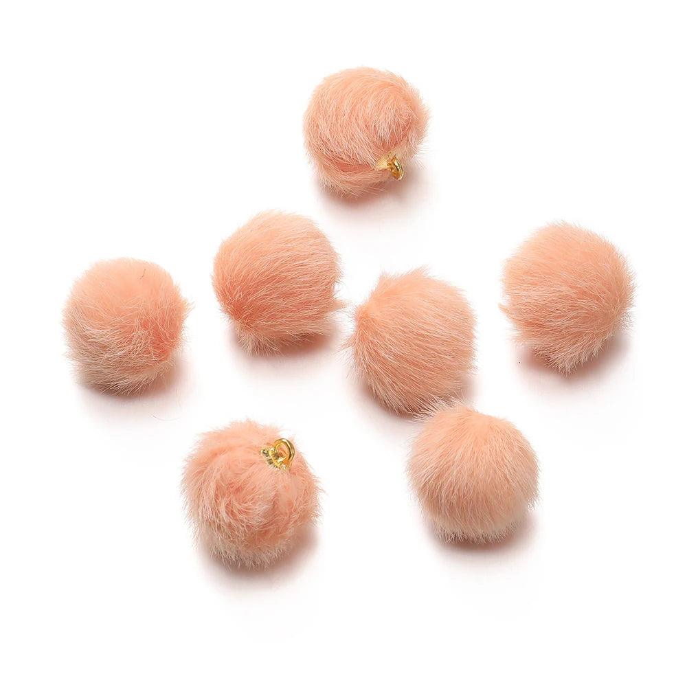 10pcs 17mm Plush Fur Covered Ball Beads Charms Pompom Beads Pendant for DIY Earring Bag Keychain Pendant Jewelry Making Supplies