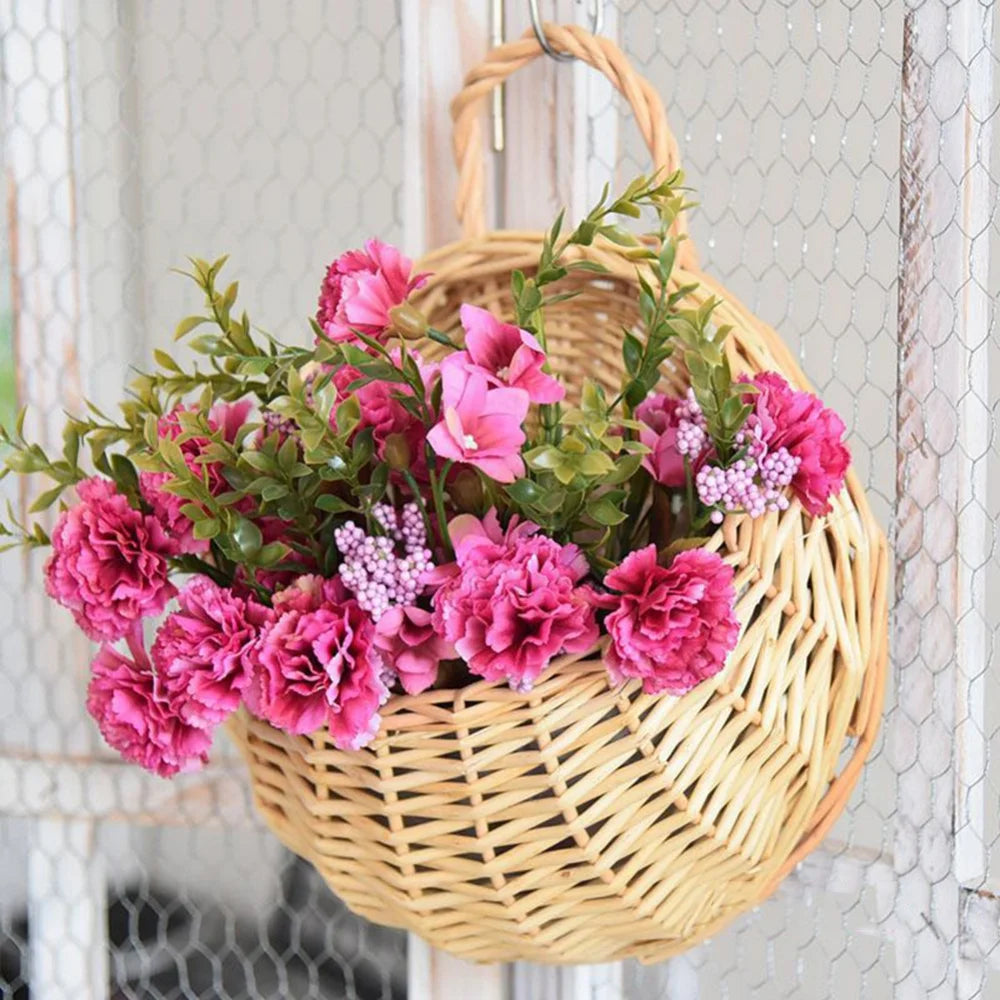 18/20/30cm Wall Mount Hanging Woven Rattan Vase Baskets Handmade Wicker Flower Pot Home Garden Flower Planter Vine Pots Baskets
