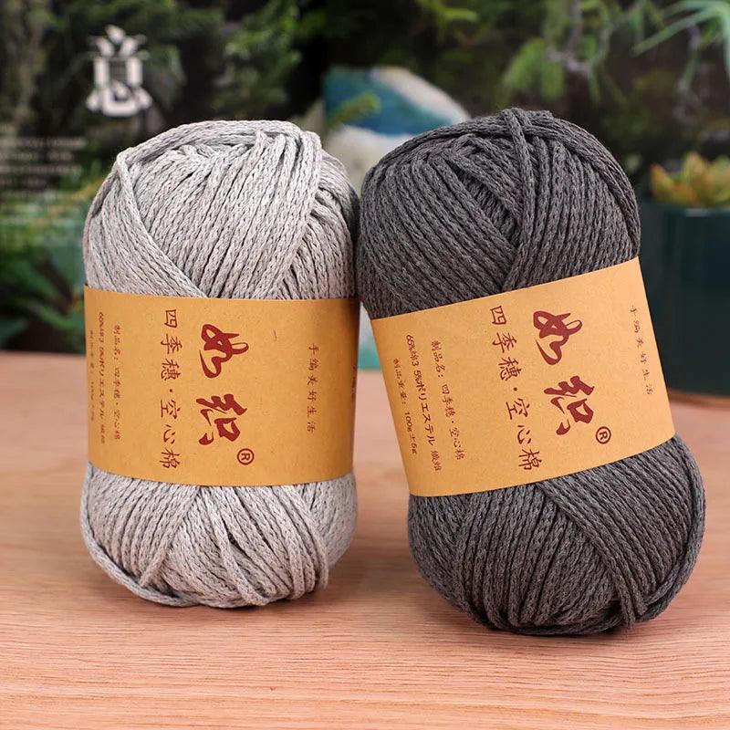 100g 1Pc Crocheting hollow Yarn Cotton round hand Knitting Yarn bag cushion mat Crocheting Yarn DIY hat shoe mat slipper