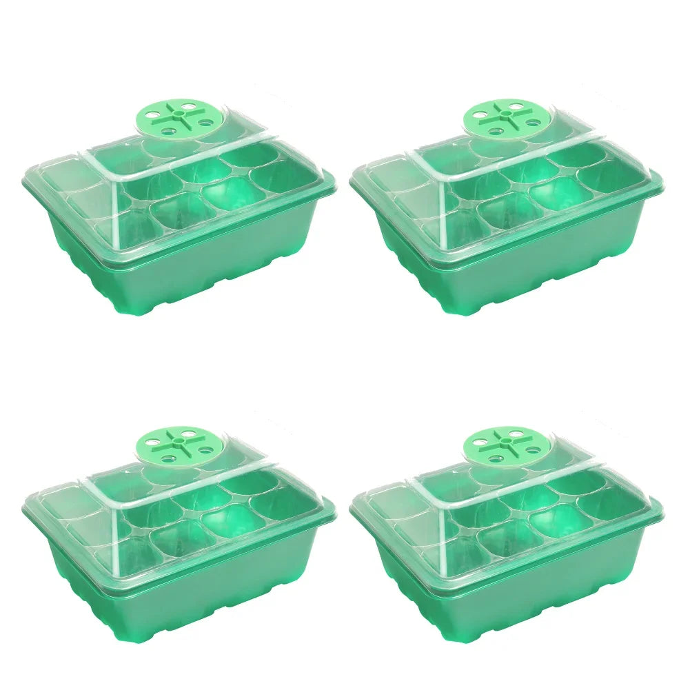1-5PCS Planting Seed Cover Nursery Tray Box 12 Holes Plant Seedling Germination Planting Pot Mini Greenhouse Plant Starter Tray