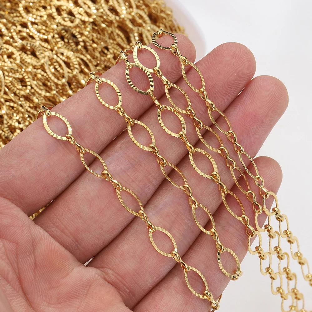2meters/1meter 6.5mm Stainless Steel Oval Embossing Chains for Jewelry Making DIY