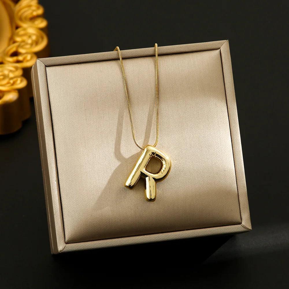Hot Sale Stainless Steel 26 English Alphabet Necklace Pendant All-match Simple Clavicle Chain Jewelry