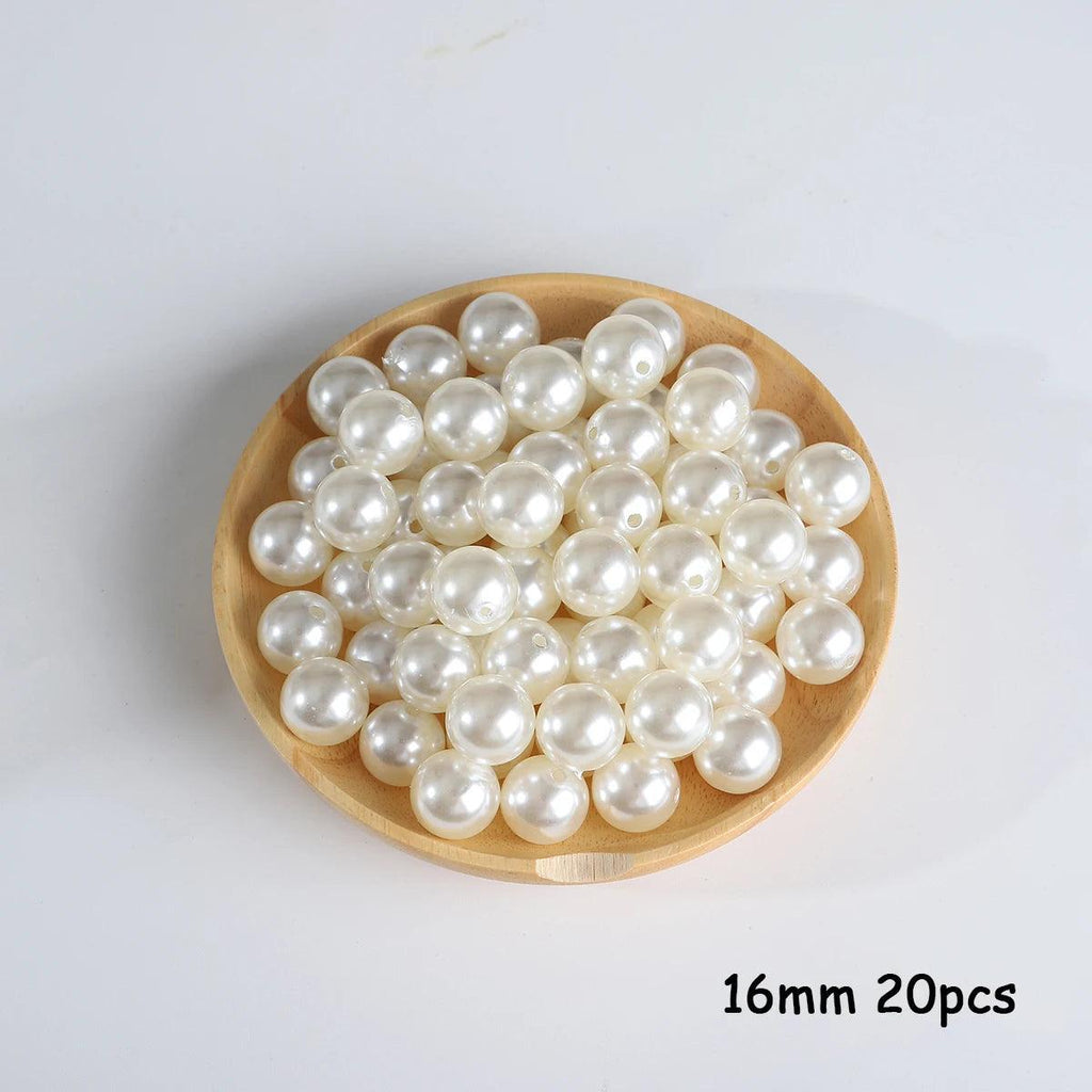 3-20mm 10-1000pcs straight hole ABS imitation pearl beige white bracelet with round beads for DIY craft jewelry making products