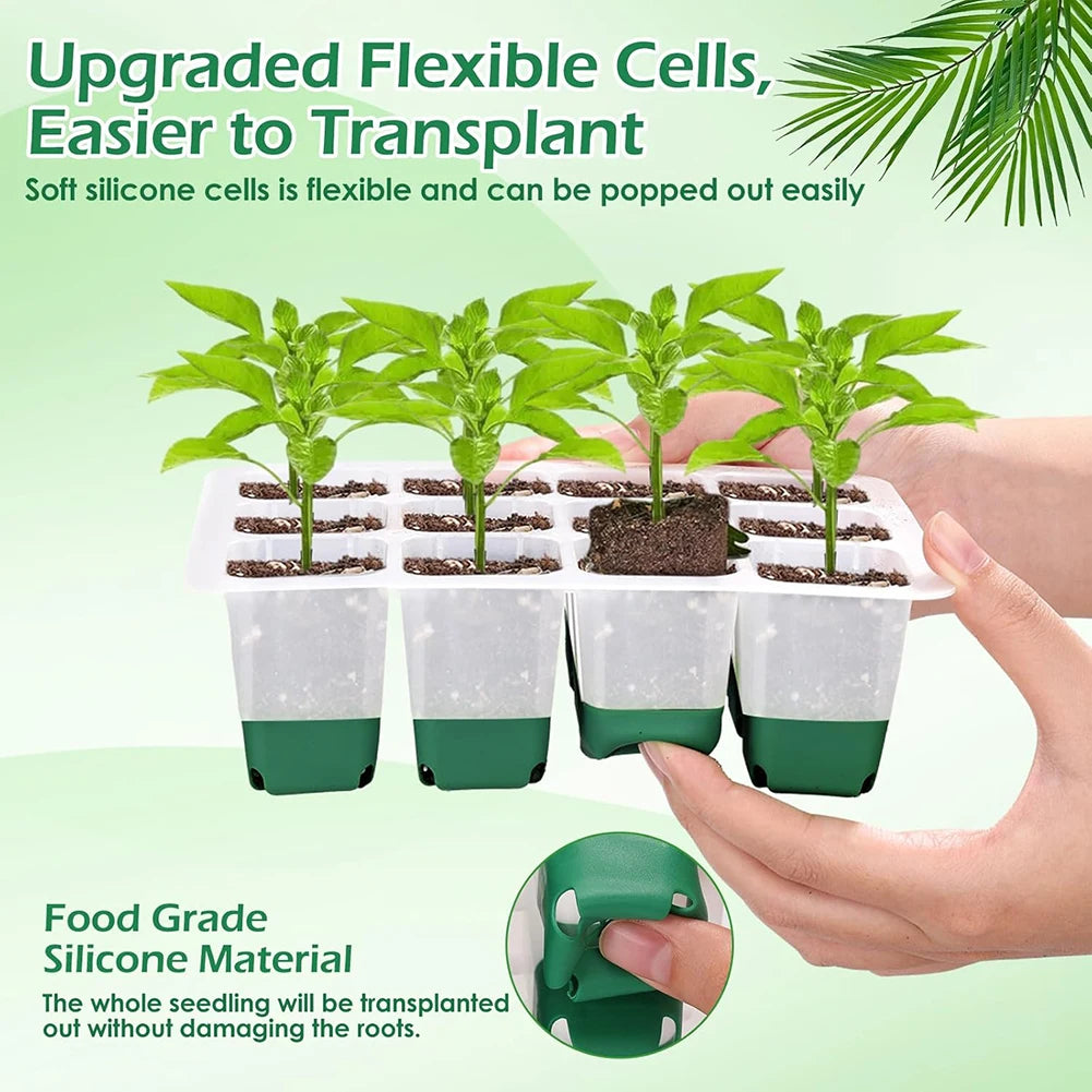 12 Holes Garden Nursery Seedling Dish Plastic Nursery Seedling Trays Seed Starter Trays Vegetable Seedling Pots Garden Supplies