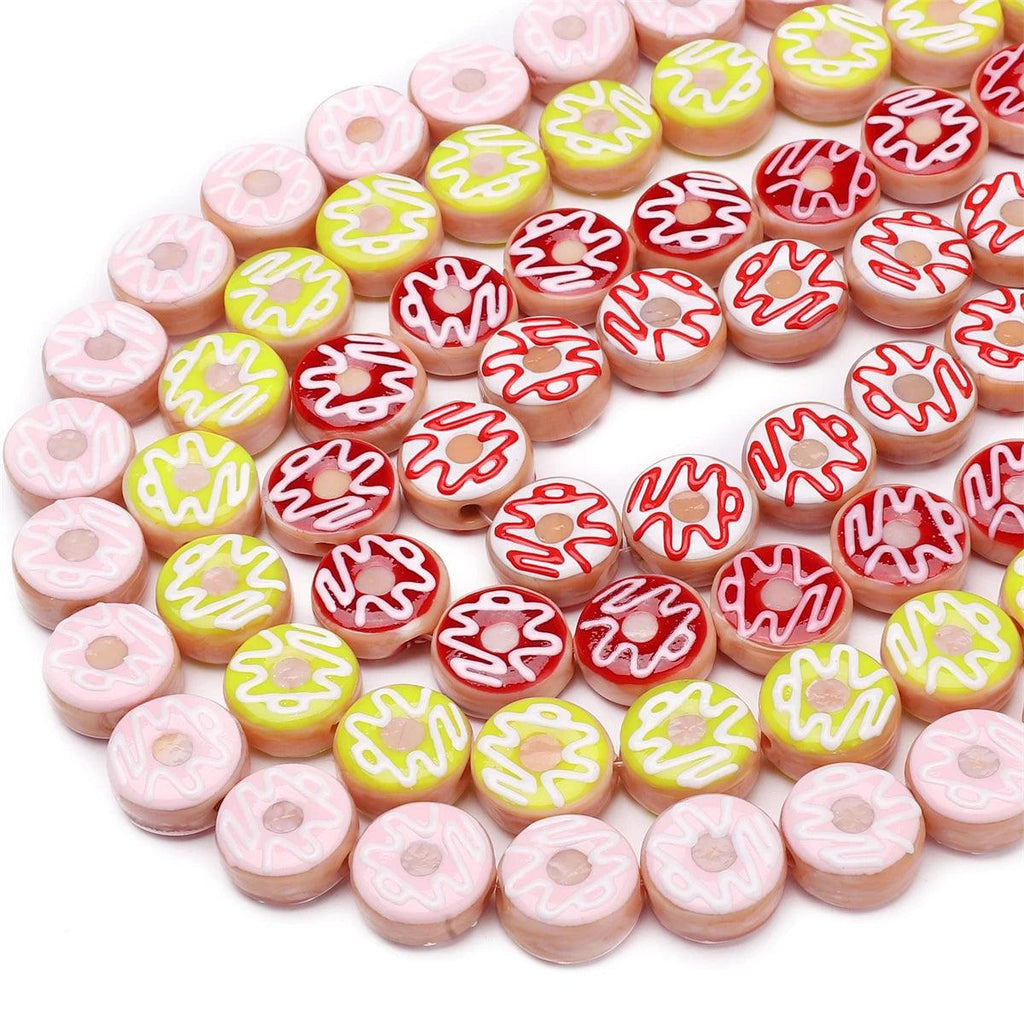 1Pc Glass Hand-Painted Double-Sided Donut Beads Handmade DIY To Create Unique Jewelry, Necklaces, Earrings, Accessory Materials
