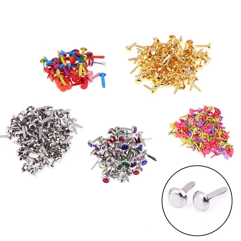 50Pcs DIY Handmade Crafts Embellishment Fastener Iron Round Metal Mini Brads For Scrapbooking Accessories