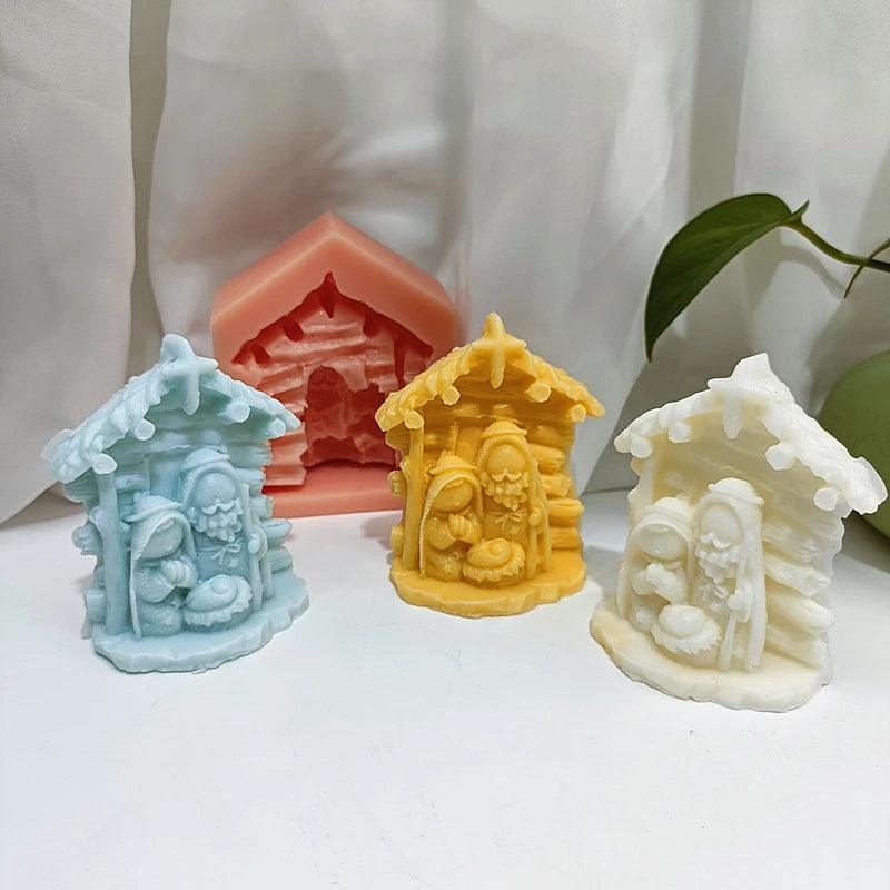 Abstract Holy Family Nativity Soap Mold Handmade Silicone Mold Warm Present to Family Members Friends for Festivals DIY Wax Tool
