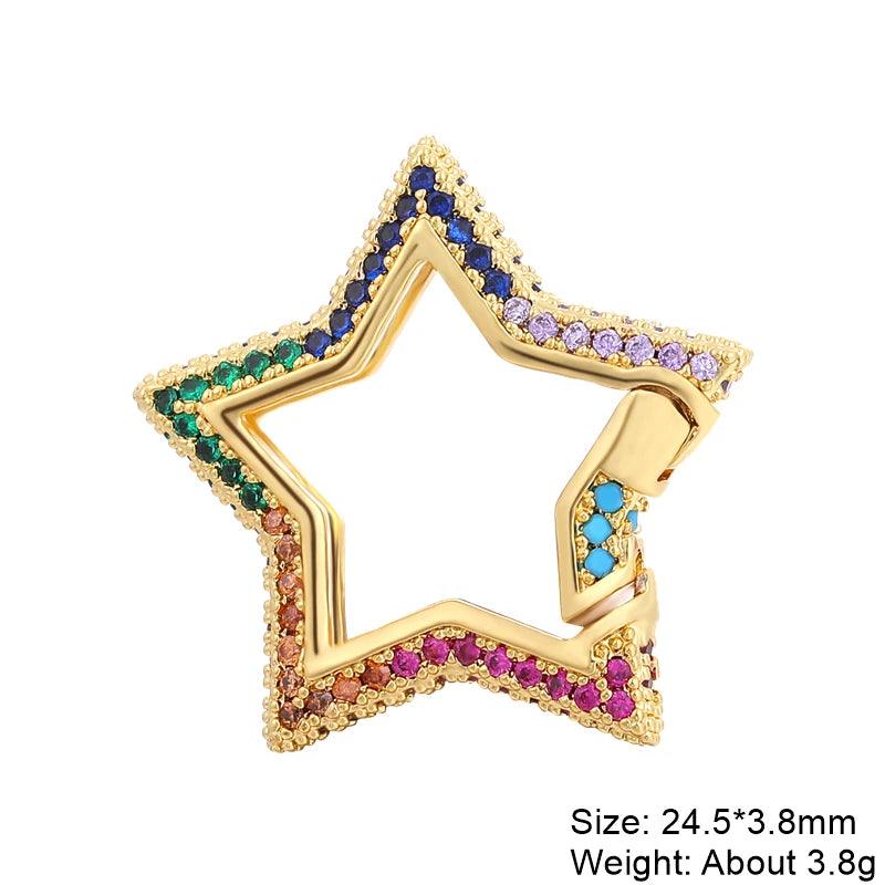 Juya Handmade Creative 18K Gold Plated Brass Screw Locks Carabiner Clasps Accessories For DIY Mesh Chains Pendant Jewelry Making