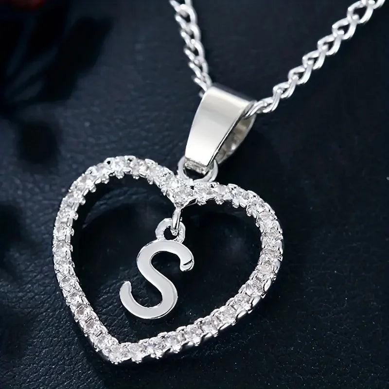 Bohemian Style Heart-shaped Letter Pendant Necklace, Wedding Party Gift For Men And Women,Delicate Gift for Men And Women