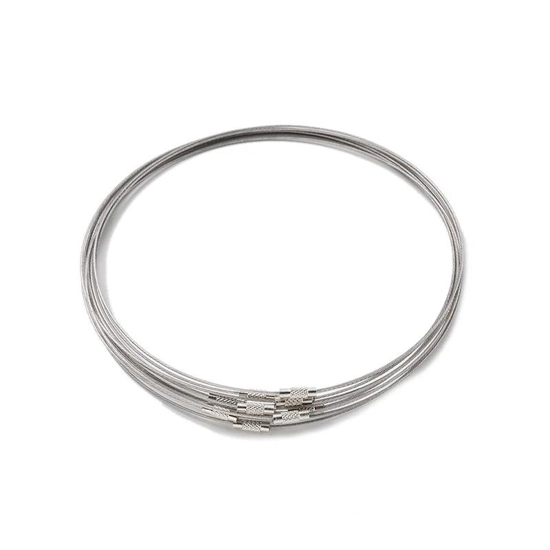 10pcs 46cm No Fade Stainless Steel Wire Necklace Cord  Choker Chain with Brass Screw Clasp For DIY Jewelry Making