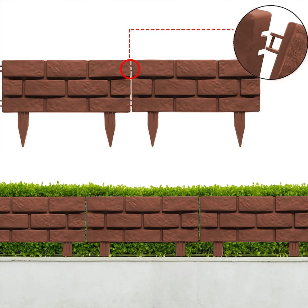 1PC Garden Edging Border DIY Decorative Flower Grass Bed Border Interlocking Landscaping Edging Stones Brick Effect Outdoor