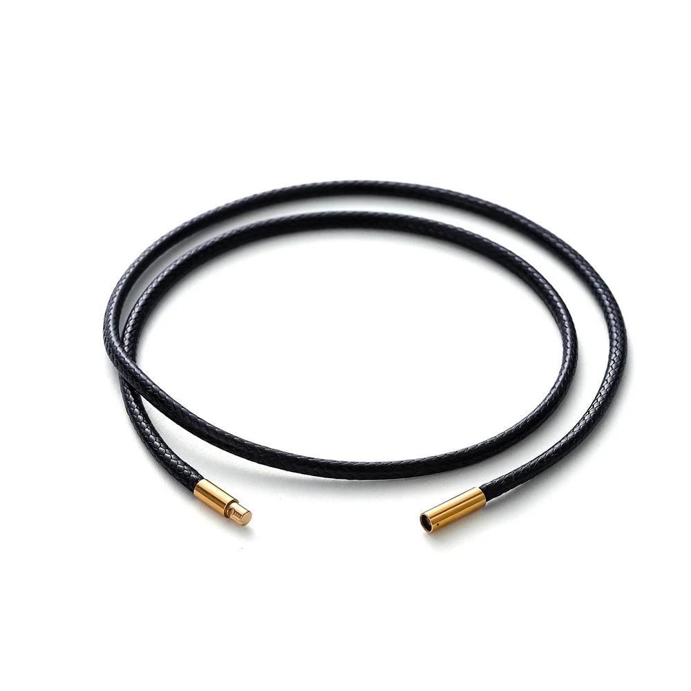 45/50/60cm Black Brown Braid Wax Cord DIY Pendant Necklace Jewelry Making Handmade Leather Rope Steel Clasp String Chain