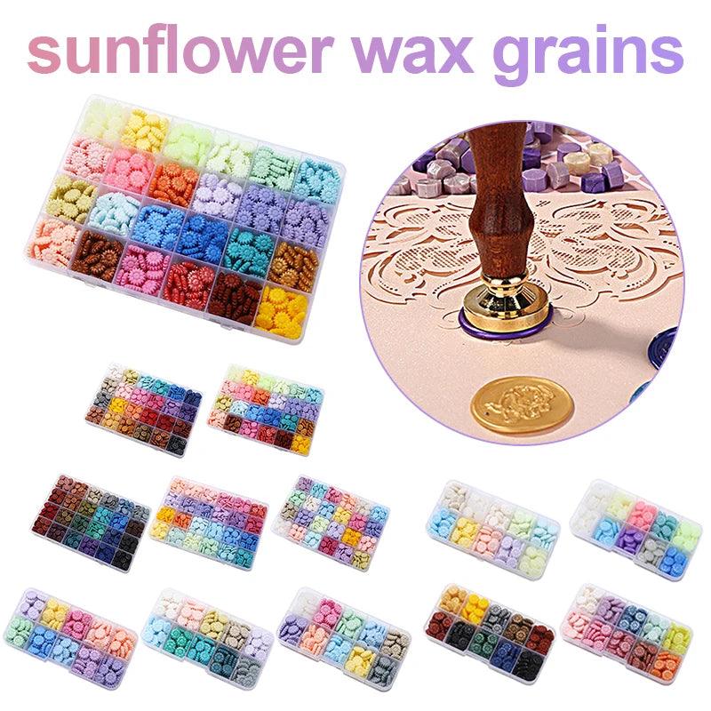 Sunflower Fire Lacquer Wax Particles Ornamental Fire Lacquer Seal Wax Craft Supplies Envelope Decorative for Wedding Invitations - Winord